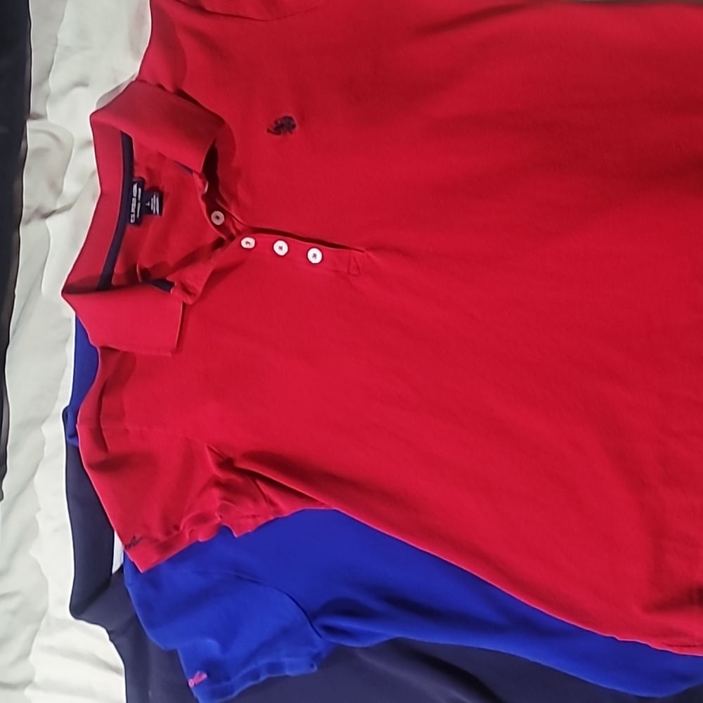 U.S. Polo ASSN women's polo tops - red in large, the two in blues are XL: